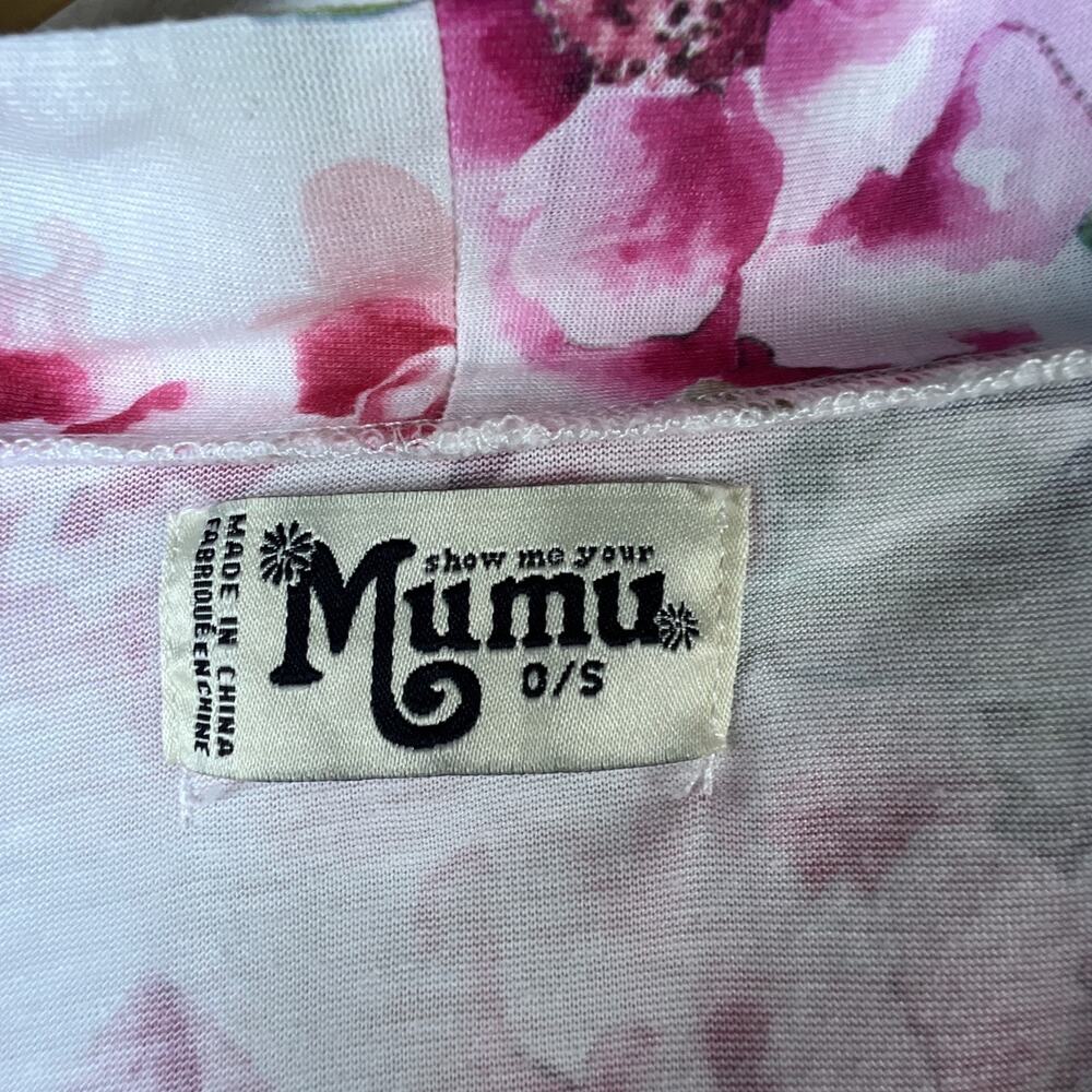Show me your Mumu floral print robe white pink roses open one size kimono jacket - Picture 5 of 8